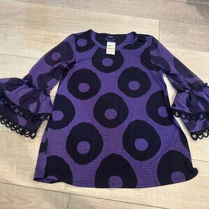 ALFANI WOMENS PURPLE AND BLACK 3/4 SLEEVE BLOUSE NEW SMALL